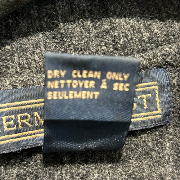 HERMAN  GEIST Sz M 100% Lambswool Ribbed Pockets Button Up Collar Cardigan - Picture 10 of 10